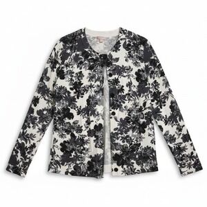 White Stag Womens Floral Button Front Cardigan Black Grey White WL12322FP Medium